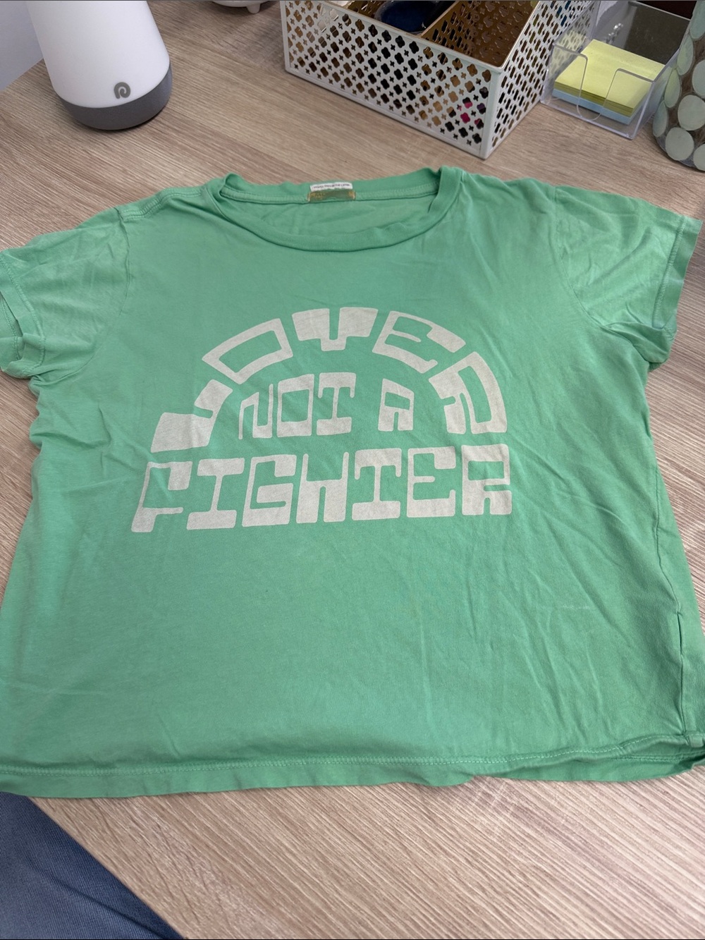 MOTHER Mint Green Short Sleeve Tee with White Graphic